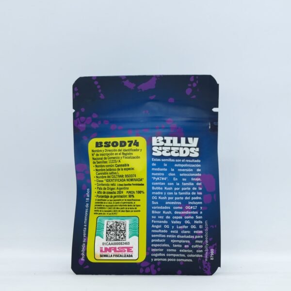 Semillas Billy Seeds - BSOD74 x3 - Feminizadas Fotoperiódicas - Cannabis INASE - Imagen 2